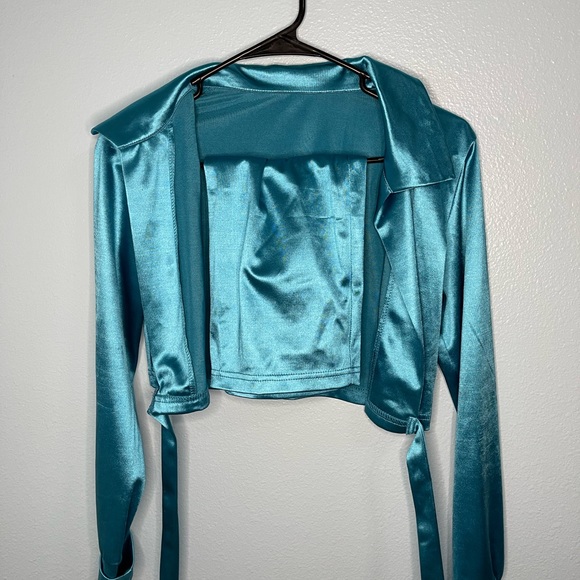 Other - peacock satin front tie 2 piece